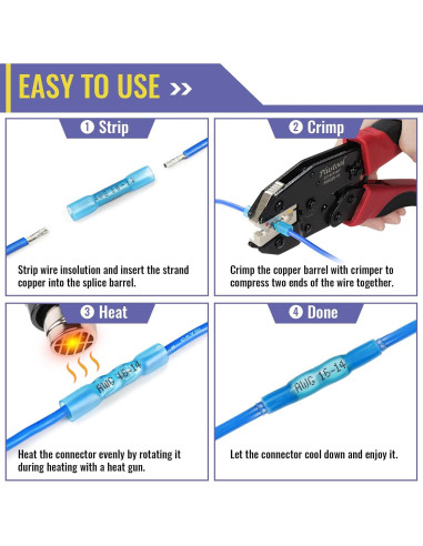 800 Conectores Termorretráctiles Rojo Plustool AWG 22-18