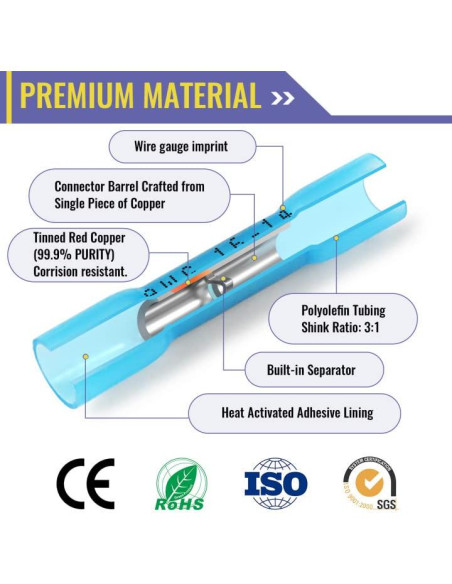 800 Conectores Termorretráctiles Rojo Plustool AWG 22-18