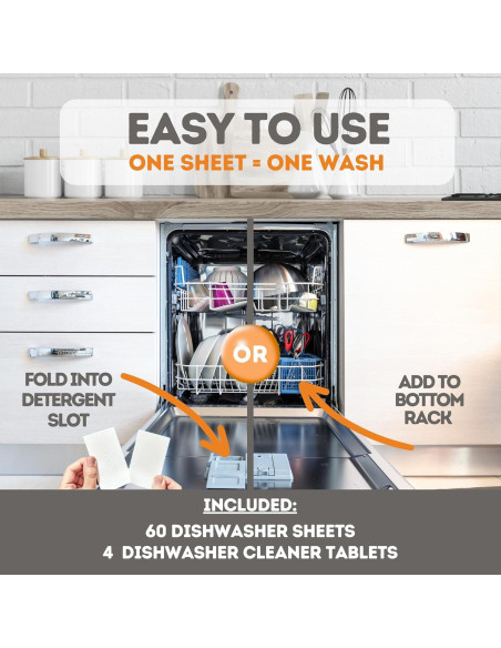 Hojas de detergente para lavavajillas Bubbleburps - 60 unidades
