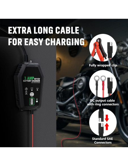 Cargador de Batería Inteligente Aorika 6V/12V 3A - Paquete de 2