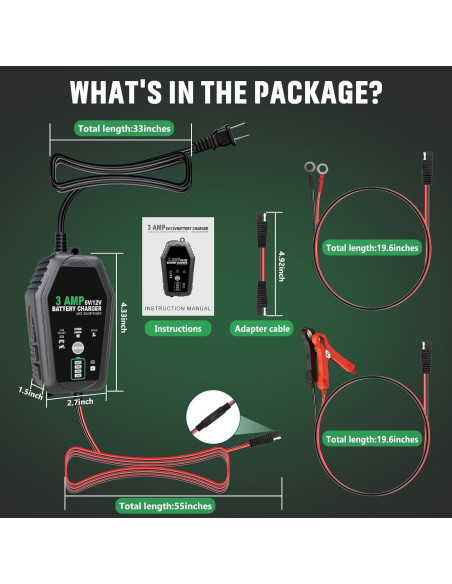 Cargador de Batería Inteligente Aorika 6V/12V 3A - Paquete de 2
