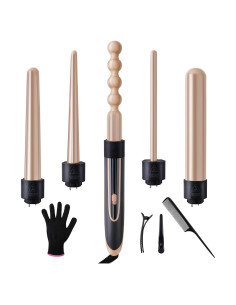 Conjunto Plancha Rizar 5 en 1 Homfu Calentamiento Rápido Oro