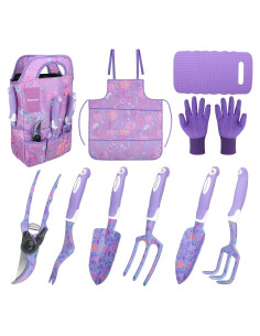 Juego de Herramientas de Jardín Morado 10 Piezas iHansee
