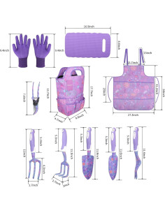 Juego de Herramientas de Jardín Morado 10 Piezas iHansee 2