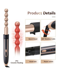 Conjunto Plancha Rizar 5 en 1 Homfu Calentamiento Rápido Oro 2