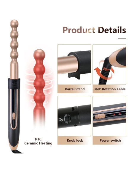 Conjunto Plancha Rizar 5 en 1 Homfu Calentamiento Rápido Oro