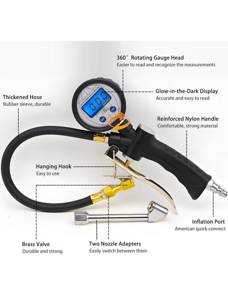 Manómetro Digital de Presión QiLee QL-006, 0-18 Bar, 3 en 1