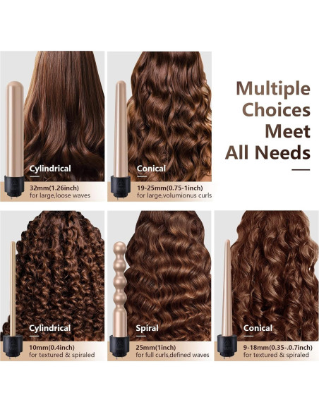 Conjunto Plancha Rizar 5 en 1 Homfu Calentamiento Rápido Oro