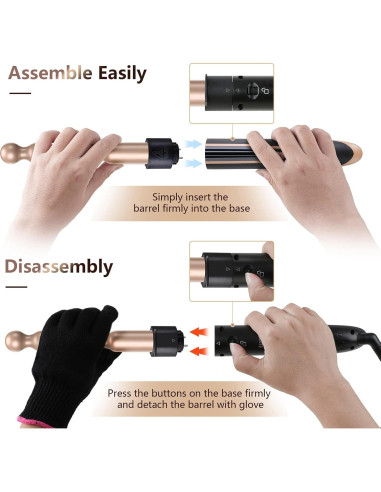 Conjunto Plancha Rizar 5 en 1 Homfu Calentamiento Rápido Oro