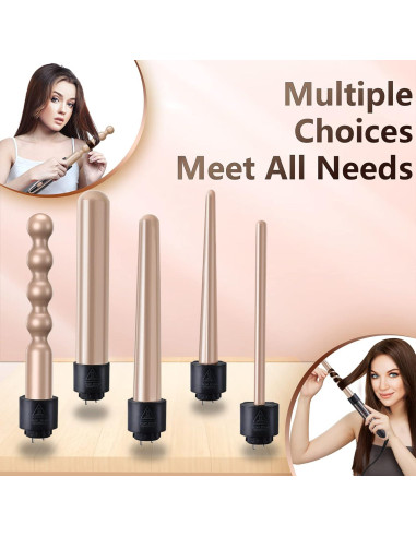 Conjunto Plancha Rizar 5 en 1 Homfu Calentamiento Rápido Oro