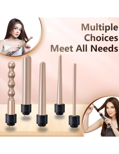 Conjunto Plancha Rizar 5 en 1 Homfu Calentamiento Rápido Oro