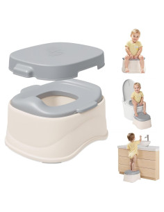 Inodoro de Entrenamiento 3-en-1 SRGAFIX Crema y Gris