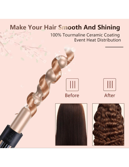 Conjunto Plancha Rizar 5 en 1 Homfu Calentamiento Rápido Oro