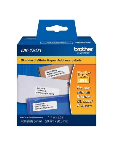 Etiquetas de Dirección Brother DK-1201, 400 Unidades, 29x90mm