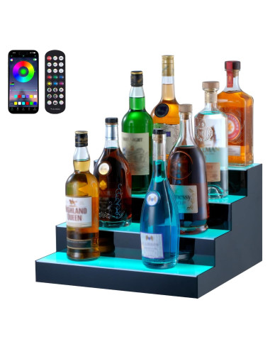 Estante de Botellas de Licor Iluminado LED VEVOR 4 Niveles 40.64cm