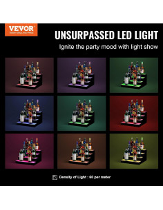 Estante de Botellas de Licor Iluminado LED VEVOR 4 Niveles 40.64cm 2