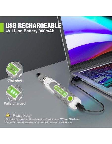 Herramienta Rotativa Inalámbrica Workpro 71 Accesorios 3 Velocidades