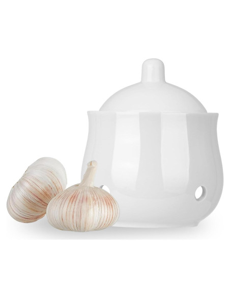 Contenedor de Ajo con Tapa CHILDIKE 355 ml Porcelana Blanca Contenedor de Ajo con Tapa CHILDIKE 355 ml Porcelana Blanca