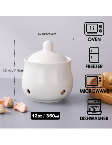 Contenedor de Ajo con Tapa CHILDIKE 355 ml Porcelana Blanca