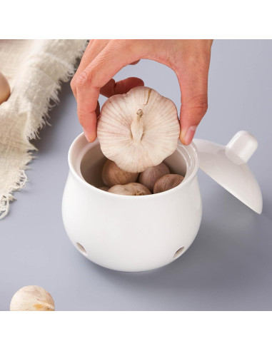 Contenedor de Ajo con Tapa CHILDIKE 355 ml Porcelana Blanca