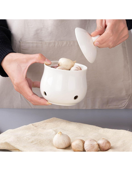 Contenedor de Ajo con Tapa CHILDIKE 355 ml Porcelana Blanca Contenedor de Ajo con Tapa CHILDIKE 355 ml Porcelana Blanca