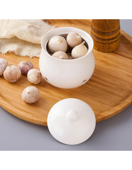 Contenedor de Ajo con Tapa CHILDIKE 355 ml Porcelana Blanca Contenedor de Ajo con Tapa CHILDIKE 355 ml Porcelana Blanca