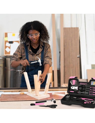 Juego de Herramientas HANGYING 132 Piezas con Caja Rosa