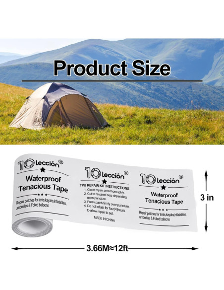 Kit de Parches de Reparación TPU 10Leccion 7.62cm x 3.66m