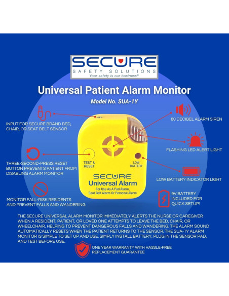 Alarma de Silla Personal Safety 45CSET-1Y con Sensor 30.48cm
