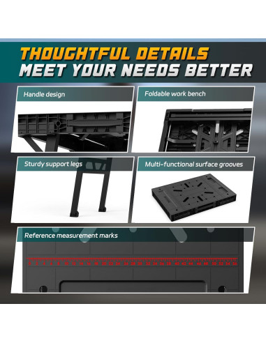 Mesa de trabajo plegable ONCUPID 86.36x63.5 cm negra