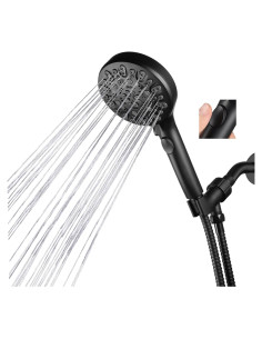 Cabezal de Ducha Iopsk 7 Modos Alta Presión Negro Mate 152.4 cm