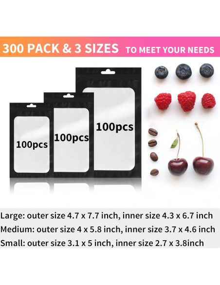 300 Bolsas Mylar Reutilizables Babyfond 3 Tamaños a Prueba de Olores 300 Bolsas Mylar Reutilizables Babyfond 3 Tamaños a Prueba de Olores