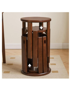 Juego de 4 Taburetes Apilables Gakivit - Madera de Caucho Nogal