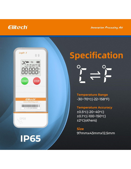 Registrador de Datos de Temperatura Elitech LogEt5T USB Reutilizable