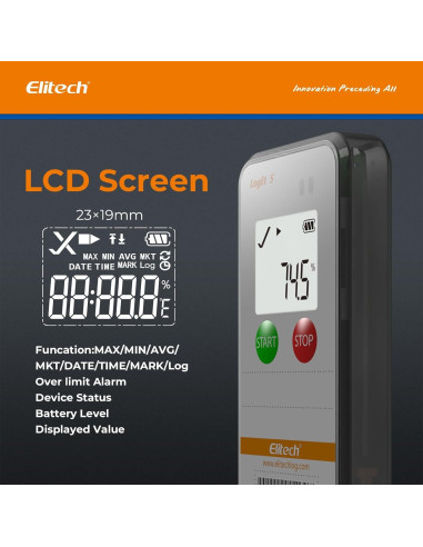 Registrador de Datos de Temperatura Elitech LogEt5T USB Reutilizable