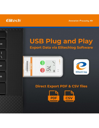 Registrador de Datos de Temperatura Elitech LogEt5T USB Reutilizable