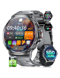 Reloj Inteligente Militar SUNKTA 1.85" HD Bluetooth Negro