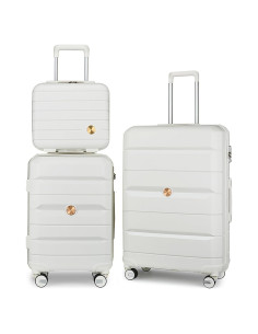 Juego de Maletas Somago 3 Piezas PP 35.6/50.8/61 cm Blanco Crema
