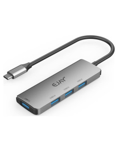 Adaptador Hub USB-C 4 Puertos EJAY A01-4U-C Aluminio 5Gbps