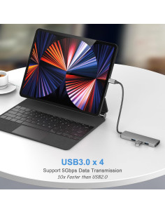 Adaptador Hub USB-C 4 Puertos EJAY A01-4U-C Aluminio 5Gbps 2