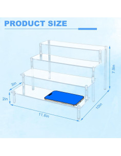 Paquete de 2 Soportes de Exhibición Acrílico 4 Niveles 20.3 cm 2