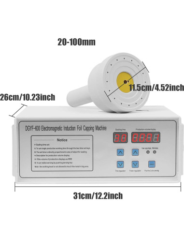 Sellador de Inducción Portátil AnEssOil 20-100mm 110V