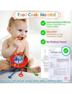 Juguete de Dentición Montessori Pubublle Rojo 12.95x12.95cm 2