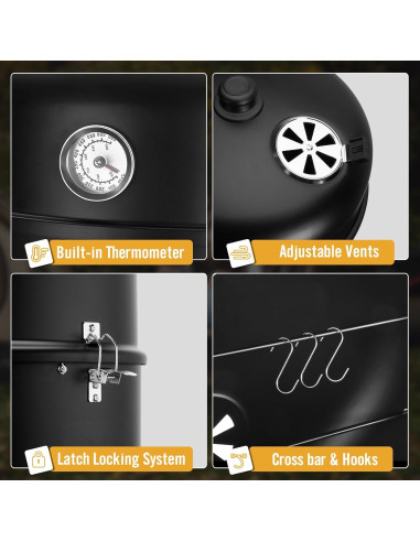 Ahumador de Carbón SUNLIFER 4 en 1 para BBQ 40 cm