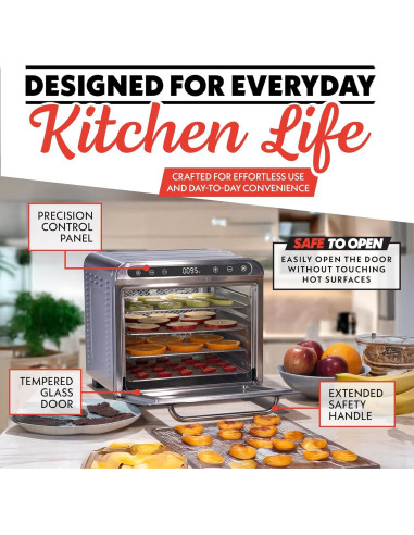 Deshidratador de Alimentos Gourmia GFD1620 8 Bandejas Acero Inoxidable