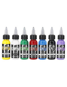 Juego de Tinta para Tatuajes KVM 7 Colores 887 ml Profesional