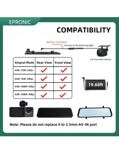 Cámara de Respaldo Epronic AHD 1080P con Cable 6m 2