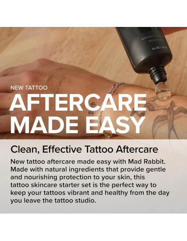 Kit de Cuidado de Tatuajes Mad Rabbit - 3 Piezas Gel, Balsamo y SPF 30