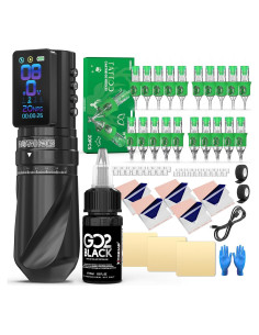 Kit de Máquina de Tatuaje Inalámbrica Wormhole 2300mAh 73 Piezas