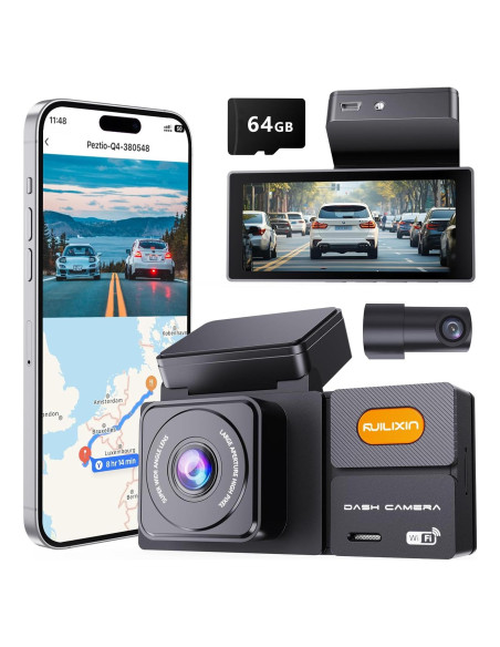 Cámara Dash 4K RUILIXIN Doble con GPS y Wi-Fi 64GB